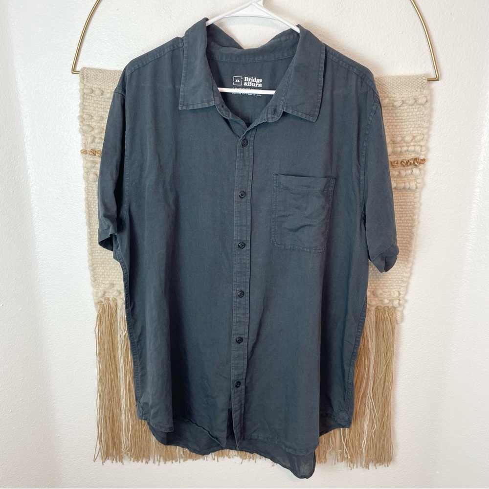Bridge & Burn Malcom Gray Linen Cotton Button Down Shirt XL